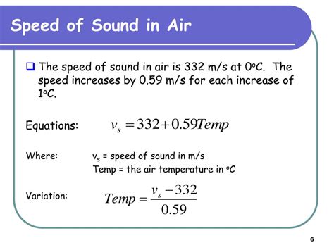 speed of sound in air